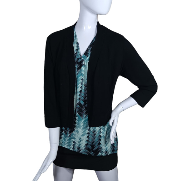 Premise Studio Cardigan Lace Like Back 3/4 Sleeve Size 1X Black - Picture 1 of 10